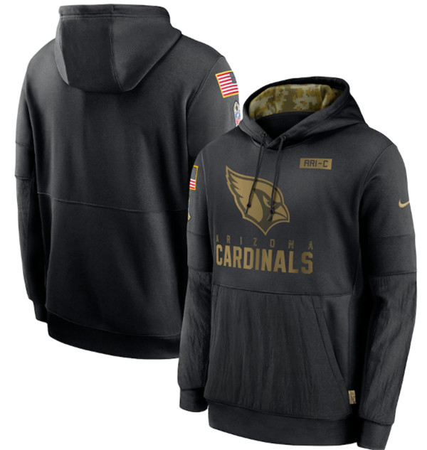 Men's Arizona Cardinals 2020 Black Salute to Service Sideline Performance Pullover NFL Hoodie